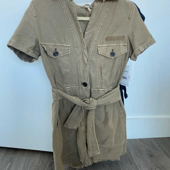 Free People Moss / Green Denim Romper - Picture 2 of 7